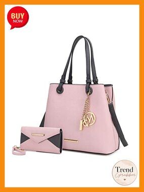 Vegan Leather Tote Bag With Wallet, Top-Handle Handbag Crossover Purse Set
